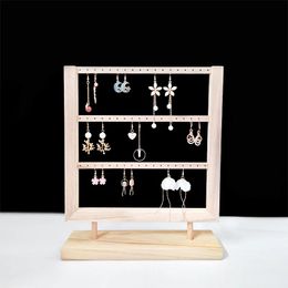 Expositor de pendientes de 2/3 capas, soporte de madera para organizador de joyas, pendientes, soportes de joyería extraíbles, estante de exhibición de pendientes