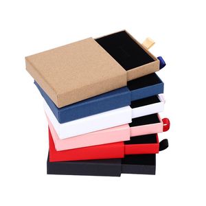 Caja de embalaje de joyería con cajón de papel Kraft rojo/blanco/negro/rosa, Cajas de Regalo finas para collar, colgante, pendientes, caja de almacenamiento, 20 Uds.