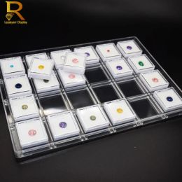 Affichage 24pcs Boîte de bijoux en diamant en pierre de pierre Gemone Boîte de bijoux en diamant en vrac Boîte de protection de protection de contenant de rangement de rangement de rangement