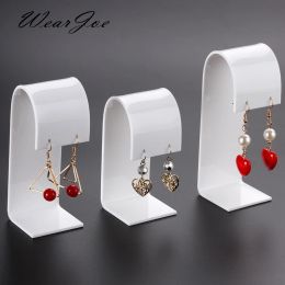 Affichage 3PCS / SET ACRYLIC CURVE TOP DROP STUD OEUR BOUR Afficher support de boucles d'oreilles Boucles d'oreilles