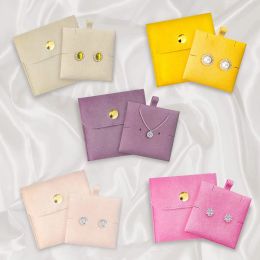 Exhibición de 5 paquete de 8x8 cm de joyería con almohadilla de inserción |Mezclar color de joyas de microfibra de color bolsa de regalo para anillos de collar