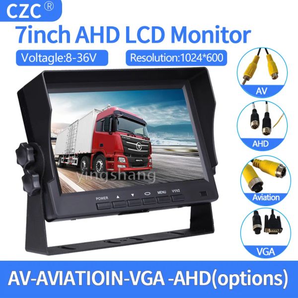 Pantalla 836V Camión DVR 7 pulgadas AHD AHD VGA Monitor para la grabadora de video de respaldo inverso Camera retrovisora para el aparcamiento del automóvil del vehículo Vista trasera