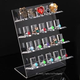 Affichage Affichage en acrylique Haute à anneau de haute qualité support 20-Brings Ring Organizer Jewelry Display Rack Shelf Ring Bracket