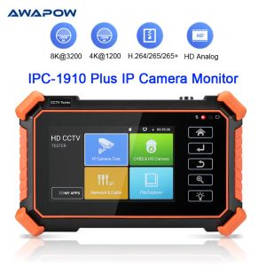 Afficher AWAPOW 4INCH CCTV TESTER IPC1910 Plus CCTV IP CAMERA TESTER 8MP CVI TVI AHD POE POE Digital Cable Tracer Network Tools