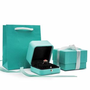 Afficher la marque de bijoux en cuir PU en cuir vert Organisateur Boîte de mariage Bague de mariage Pendre Bracelet Box Box Boîte de rangement