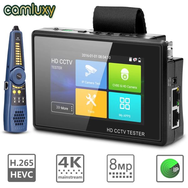 Pantalla Camluxy de 4 pulgadas Probador de cámara IP de muñeca portátil CCTV Tester 4K H.265 IP CVBS CVI TVI AHD analógico con descubrimiento de Poe/IP