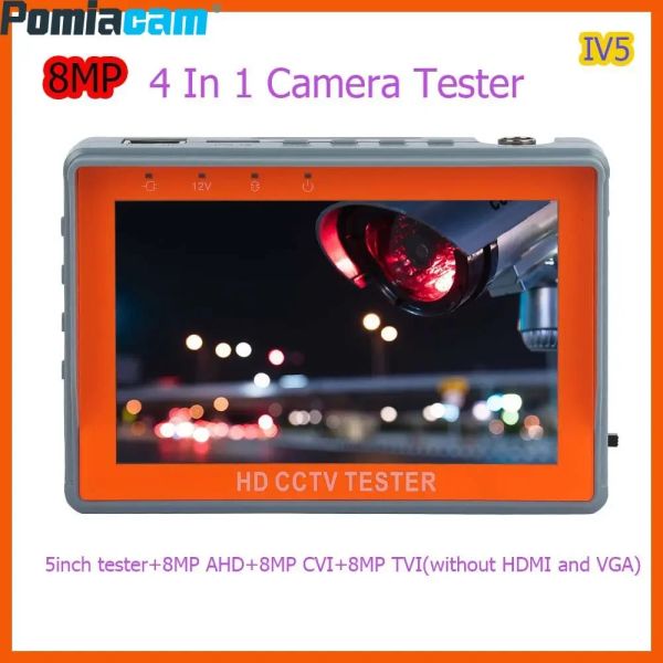 Pantalla CCTV Tester IV5 Herramienta portátil de 5 pulgadas LCD 8MP HD AHD Tester Monitor TVI CVI CVBS Soporte UTP PTZ Audio Test CCTV Tester