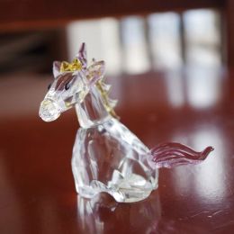 Figurines de cheval ange porte-bonheur en cristal, ornement artisanal, Collection de presse-papiers, décoration de Table pour la maison, cadeaux préférés des enfants