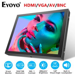 Display Eyoyo 8 inch Mini Monitor 1024X768 Resolutie TFT LCD -scherm Display met HDMI/VGA/USB/AV -video -ingang voor PC DVD DVR CCD -camera