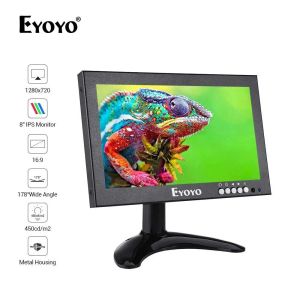 Affichage Eyoyo EM08G Monteur 8 pouces petit moniteur HDMI Monitable portable VGA Monitor CCTV Écran LCD 1280x720 16 9 IPS Monitor BNC AV / VGA Affichage