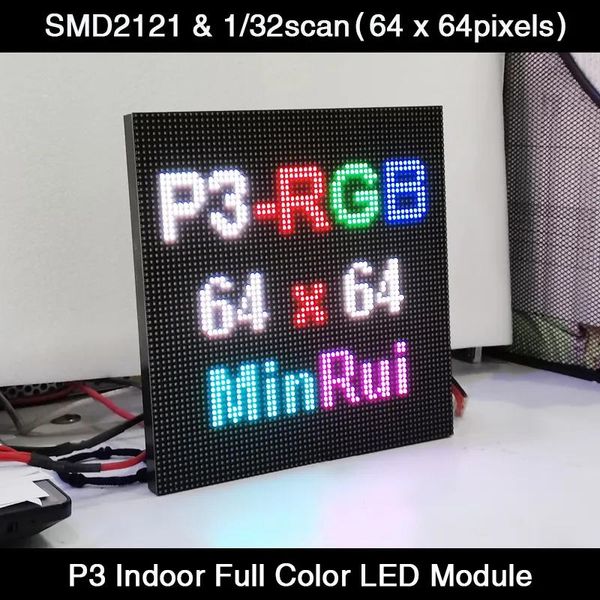 Pantalla Pantalla LED MinRui P3 Paneles de pantalla LED a todo color 64x64 píxeles 192x192 mm SMD 3 en 1 Módulo RGB Video interior TV de pared HUB75E