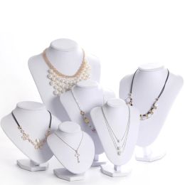 Exposition modèle buste exposition 6 options pu bijoux en cuir blanc affichage des colliers féminins pendentifs