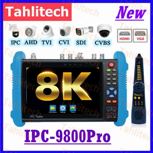 Afficher le nouveau Tester de caméra IP 8K CCTV Monitor 8K IPC 8MP AHD TVI SDI CVI TESTER VGA HDMI WIFI POE RJ45 Câble TDR TDR TEST UTP CABLE TRACER