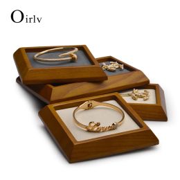 Oir – plateaux d'exposition de bijoux en bois massif, avec palette d'organisation de bijoux en microfibre pour bracelet, bague, pendentif, accessoire d'exposition