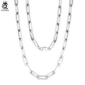 Display Orsa Jewels-cadena de cuello con clip de papel de plata de ley auténtica, collar de cadena de eslabones básicos de 6/9, 3/12mm para hombres y mujeres, joyería Sc39