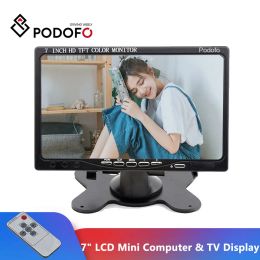 Affichage de Podofo 7 "LCD Moniteurs HD LCD Mini ordinateur TV Affichage de la CCTV Sécurité de la sécurité Écran avec HDMI / VGA / Video / Audio Entrée