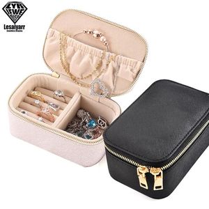 Display Draagbare Reissieraden Organizer Box PU Lederen Sieraden Opbergtasje voor Ringen Oorbellen Mini Rits Case Armband Tas