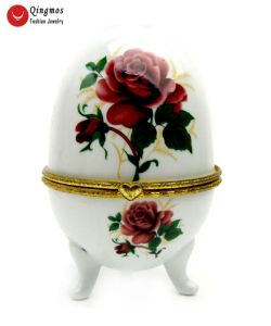 Affichage Qingmos Céramique de Chine multicolore 100 * 150 mm Oeuf Boîte polyvalente pour présentoirs à bijoux avec boîte à bijoux Cadeau Porcelain box26