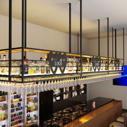 Display restaurant wijnkasten club moderne commerciële hangende bar kasten omgekeerde whisky armoire vitre keukenmeubilair