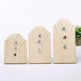 Exhibición de tope de colgante de madera sólida Collar de collar de registro de joyas de joyería