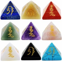 Deel Tumbeelluwa gegraveerd Usui Reiki Symbool Pyramid Healing Chakra Balancing Meditation Energy Crystal
