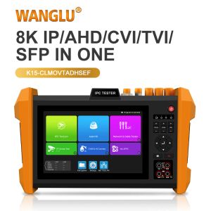 Wanglu 8k H.265 Multifunction 7 inch CCTV Tester SFP optische module AHD CVI TVI SDI Color Bar Generator All in één IPC -tester weergeven in één IPC -tester