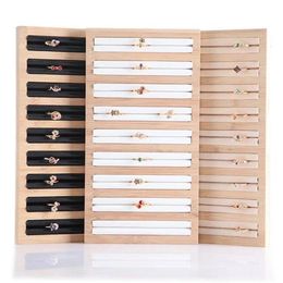 Display Houten 9 Lijnen Sieraden Display Lade Ring Oorbellen Organisator Ketting Armband Houder Rek Plaat Showcase Plaat Sieraden Plank