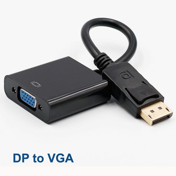 Câble adaptateur DP vers VGA convertisseur mâle vers femelle pour ordinateur portable moniteur HDTV projecteur avec sac Opp MQ100