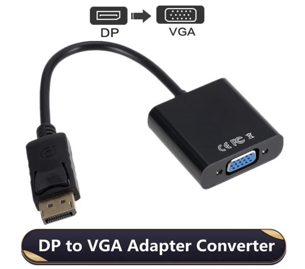 DisplayPort Display Port DP vers VGA adaptateur câble mâle vers femelle convertisseur pour ordinateur portable HDTV moniteur projecteur