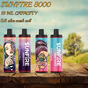 Stylo de vape jetable 8000 bouffées OEM ODM Factory Wholesale E Cigarette 18 ml E-liquide Paun de vape jetable 0% 2% 3% 5%