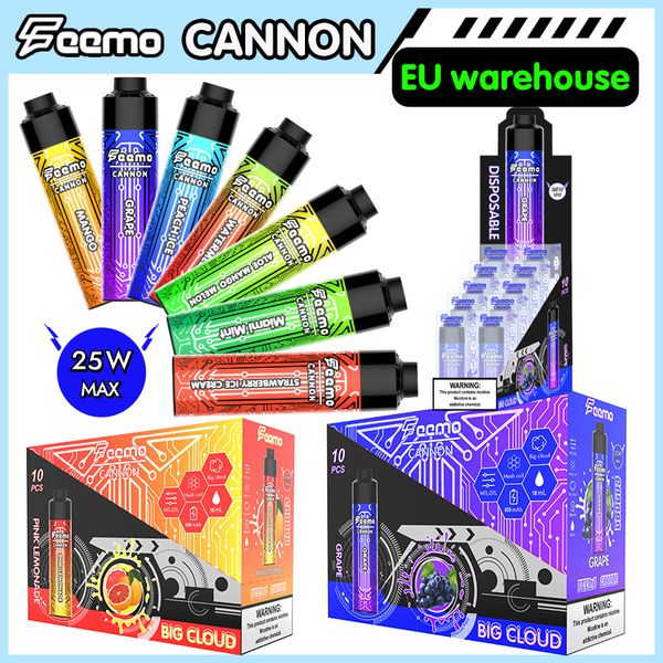 Capacité de vape à 18 ml jetable 0,5 ohm Big Vaporisateur Vaporez Vapor Box Feemo Cannon E-cigs Vape Air Air Air Air With Mesh Coil Vape Mod Fast Expédition