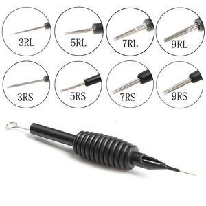 Wegwerp 19 mm Zwarte steriele naaldbuisgreep Tip Rl RS RM Siliconengreep voor tattoo -pistoolmachine Supplies 240408