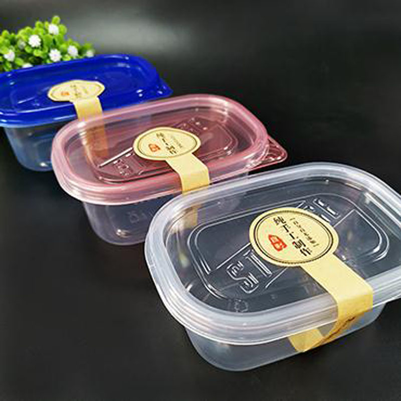 Monouso 280ml scatola di gelato con scatola lunga rettangolo rosa trasparente blu rosa blu scatole di plastica per mousse pasticceria torta alimento supporto per alimenti 50 set / lotto