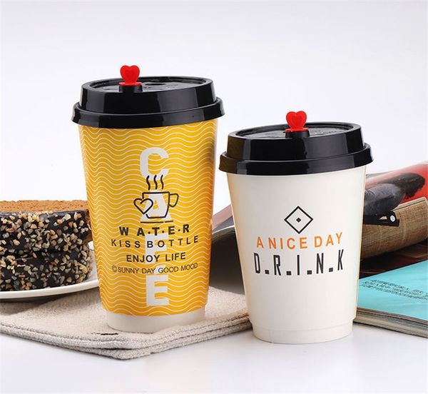Tasse à café jetable en papier Anti-chaud, tasse à café, lait, thé, à emporter, Double couche, tasse à café d'eau jetable
