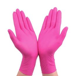 Gants jetables en nitrile noir sans poudre pour inspection laboratoire industriel maison et supermarché rose confortable