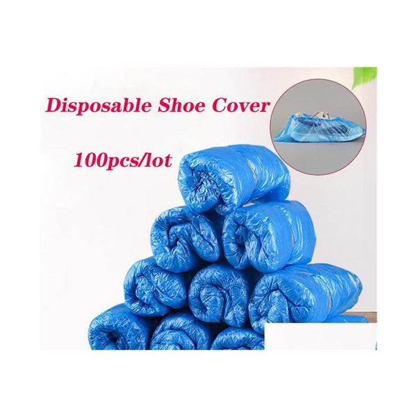 Couvre-chaussures jetables 100 Pcs / Lot Chaussure Er Anti-poussière Chaussures antidérapantes Chaussons imperméables antidérapants pour la livraison de livraison à la maison Gard Dhxak