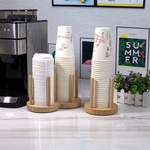 Gobelet jetable support de stockage support étagère eau thé tasses distributeur en bois avec bâton plus long tasse présentoir organisateur 220809