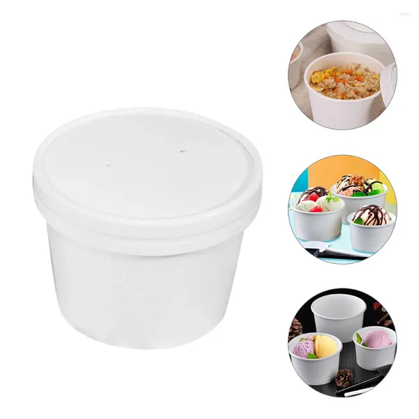 Paies jetables Paies 1 Set 25pcs Kraft Paper Bowls Ice Cream Food Packaging Conteneurs (blanc)