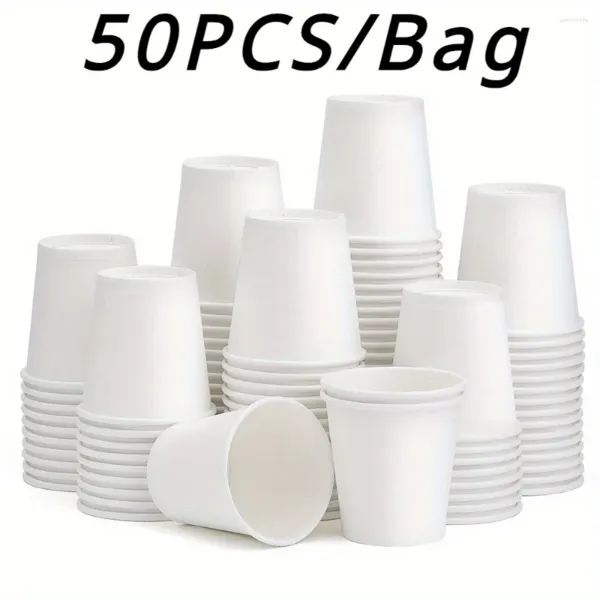 Vasos desechables con pajitas, 100/50 Uds., papel pequeño para supermercado, degustación, oficina, fiesta, aperitivos, café, bebidas, dulces, El Mini enjuague bucal