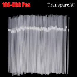 Tass jetables pailles 100-600 pcs transparentes en plastique raies en plastique pour le bar de cuisine fête des boissons boisson boisson
