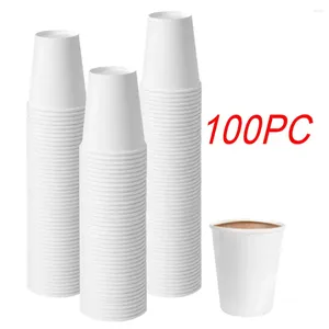 Wegwerpbekers rietjes 100 pak wit papier koffie 7oz kopje voor watersap of thee