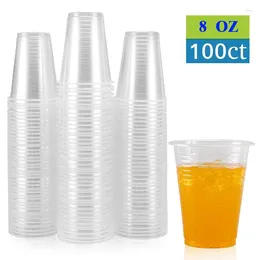 Tasses jetables Paies 100 Packs 8 oz 220 ml de plastique transparent pour les boissons froides - Bubble Boba Iced Tea