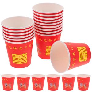Tasses jetables pailles 100 pcs porte-tasse de boissons à boissons rouges tasses à jus de jus