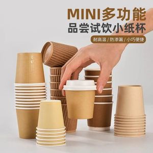 Tass jetables pailles 100pcs 4 oz de papier kraft petit tasse 100 ml emballage expresso anniversaire fête boisson lait soja tessay essayez la dégustation