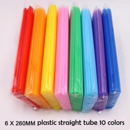 Cuilles jetables Paies 100pcs 6 x 260 mm Straitement Plastic Plastique Boire Décor de mariage Couleurs mixtes Couleurs de fête BT