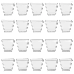 Wegwerpbekers Rietjes 100PCS 60ML Transparant Dessert Grade Plastic Beker Trapezium Vierkant Hard Portie Voedsel