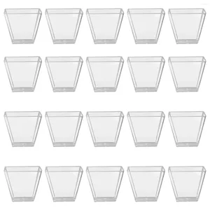 Gobelets jetables pailles 100 pièces 60ML Transparent de qualité Dessert tasse en plastique trapézoïdal carré portion dure alimentaire