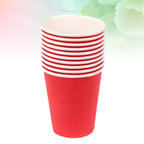 Vasos desechables con pajitas, 100 Uds., papel colorido para manualidades, Material grueso para manualidades para niños (rojo)