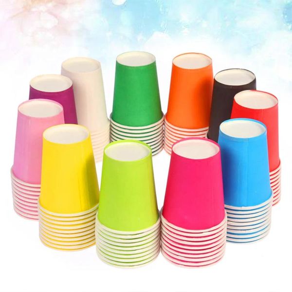 Tazas desechables pajitas 100 piezas coloridas color puro de color puro niños kraft (color aleatorio) madera para café