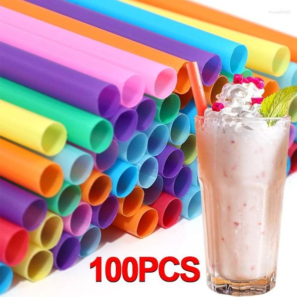 Gobelets jetables pailles multicolores, 100 pièces, pour boire du thé au lait, du jus de Milkshake, en plastique, pour Bar, fête d'été, accessoires de mariage